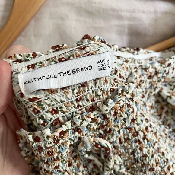 Faithfull The Brand Beldhi Floral Mini Dress Puff Sleeve Size 4 - Picture 6 of 6